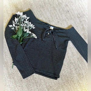 Divided NWT Striped Sparkle Off Shoulder Crop Top - XS